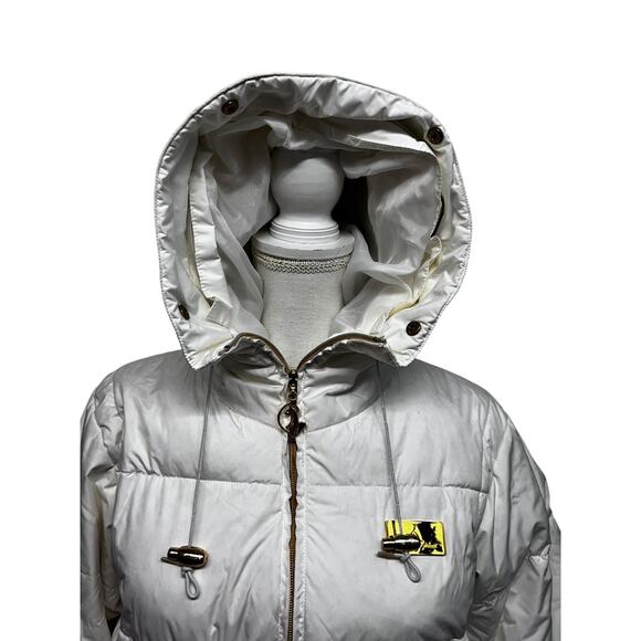 Baby Phat White Down Puffer Zip Hood Vintage Y2K Jacket Coat Medium Streetwear - Picture 8 of 16